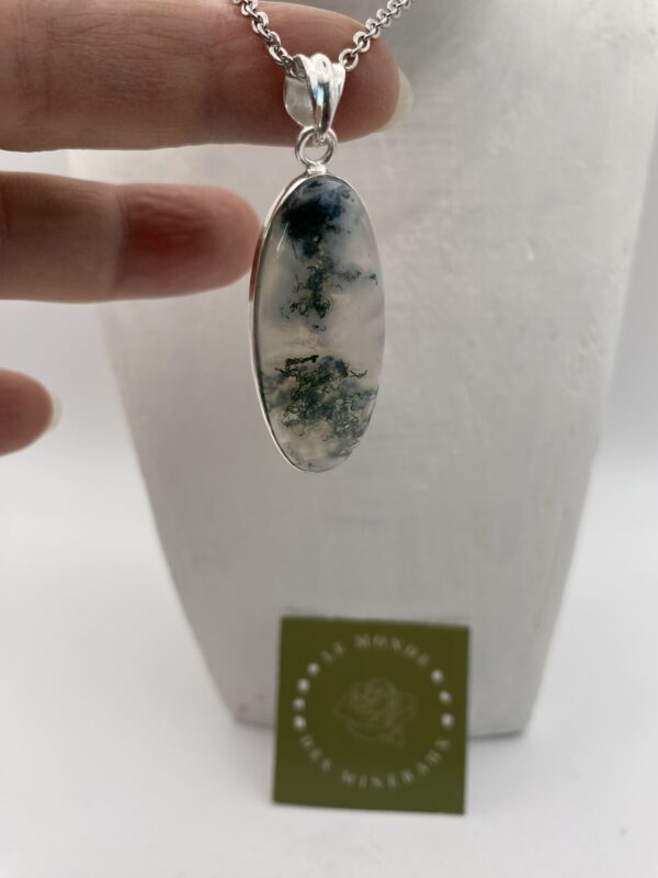 AGATE MOUSSE PENDENTIF FIN OVALE