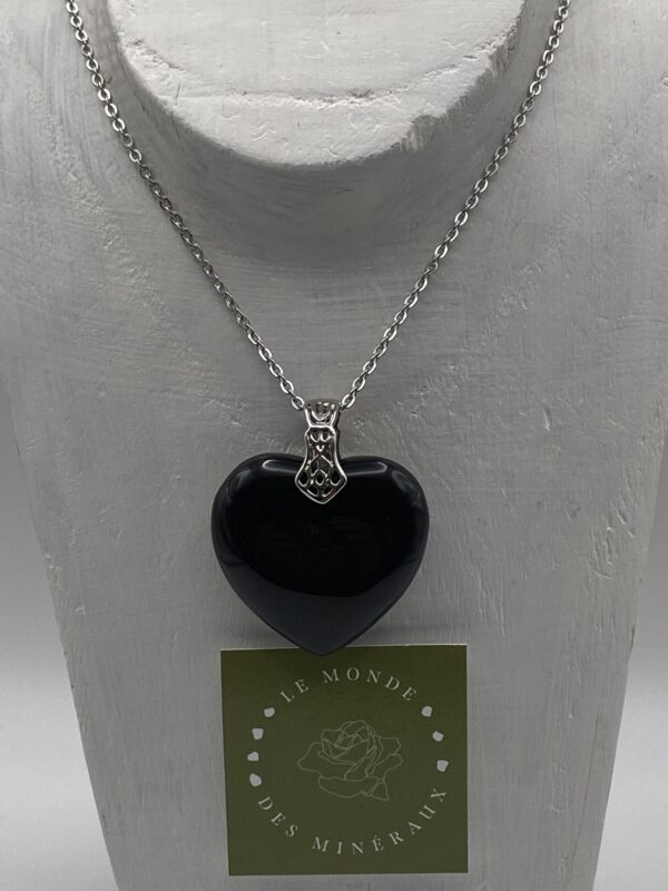 OBSIDIENNE NOIRE COEUR PENDENTIF
